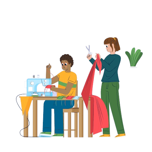 Tailor and fabric shop management software illustration